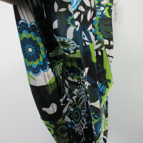Deep Blue Y2K Floral Print Dress L Green Italy Strappy Tie Back Retro Summer 264 - Picture 5 of 10